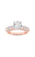 Load image into Gallery viewer, 2.5CTW Round Shaped Lab Grown Diamond (F/VS) Accented Double Halo Set of Band and  Ring in 14K Gold
