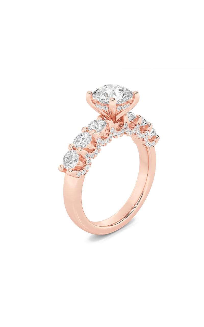 2.5CTW Round Shaped Lab Grown Diamond (F/VS) Accented Double Halo Set of Band and  Ring in 14K Gold