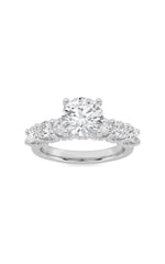 Load image into Gallery viewer, 5CTW Round Shaped Lab Grown Diamond (F/VS) Accented Double Halo Set of Band and  Ring in 14K Gold
