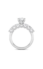 Load image into Gallery viewer, 5CTW Round Shaped Lab Grown Diamond (F/VS) Accented Double Halo Set of Band and  Ring in 14K Gold
