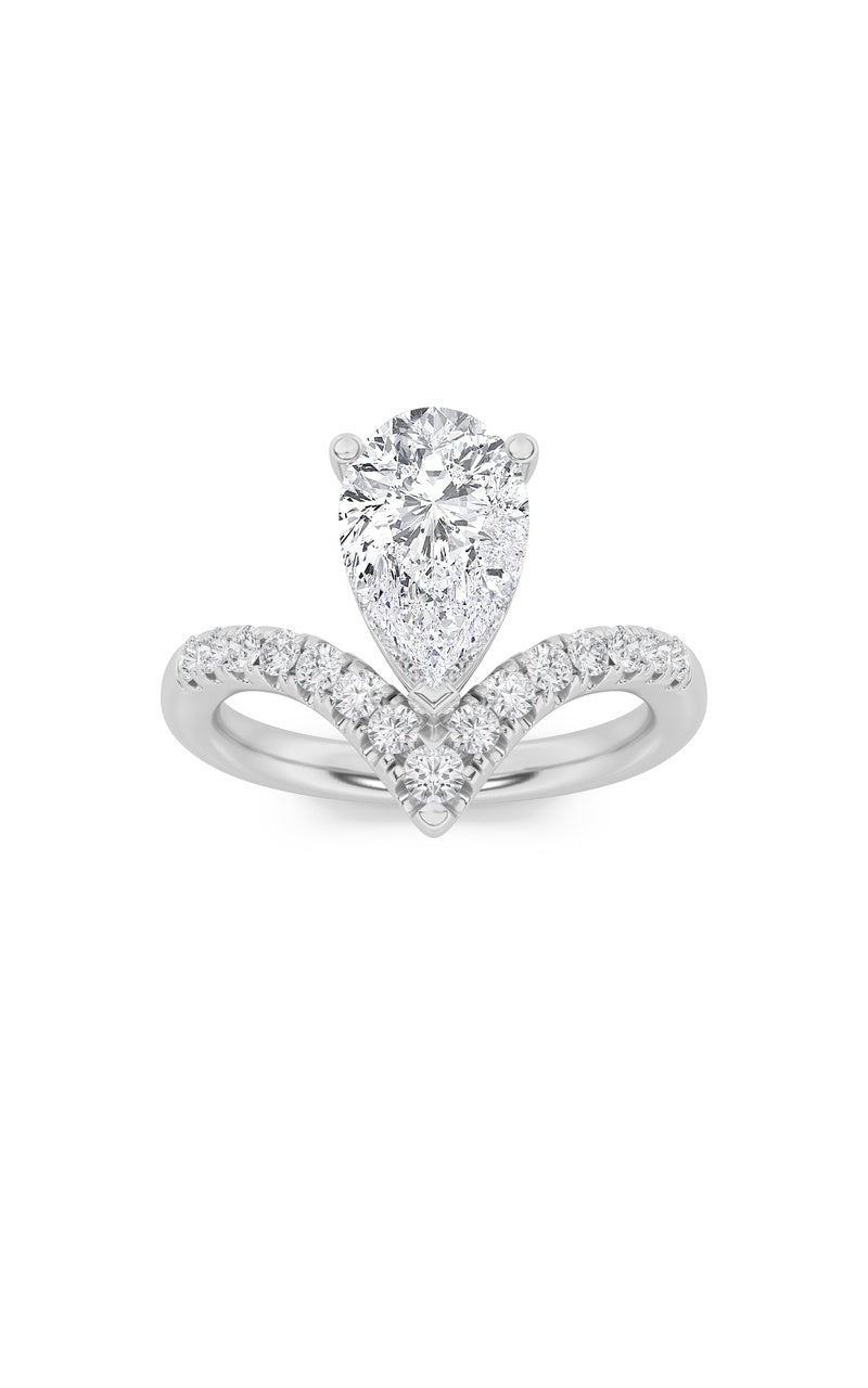 2CTW Pear Shaped Lab Grown Diamond (F/VS) Accented Solitaire Fancy Engagement Ring in 14K Gold