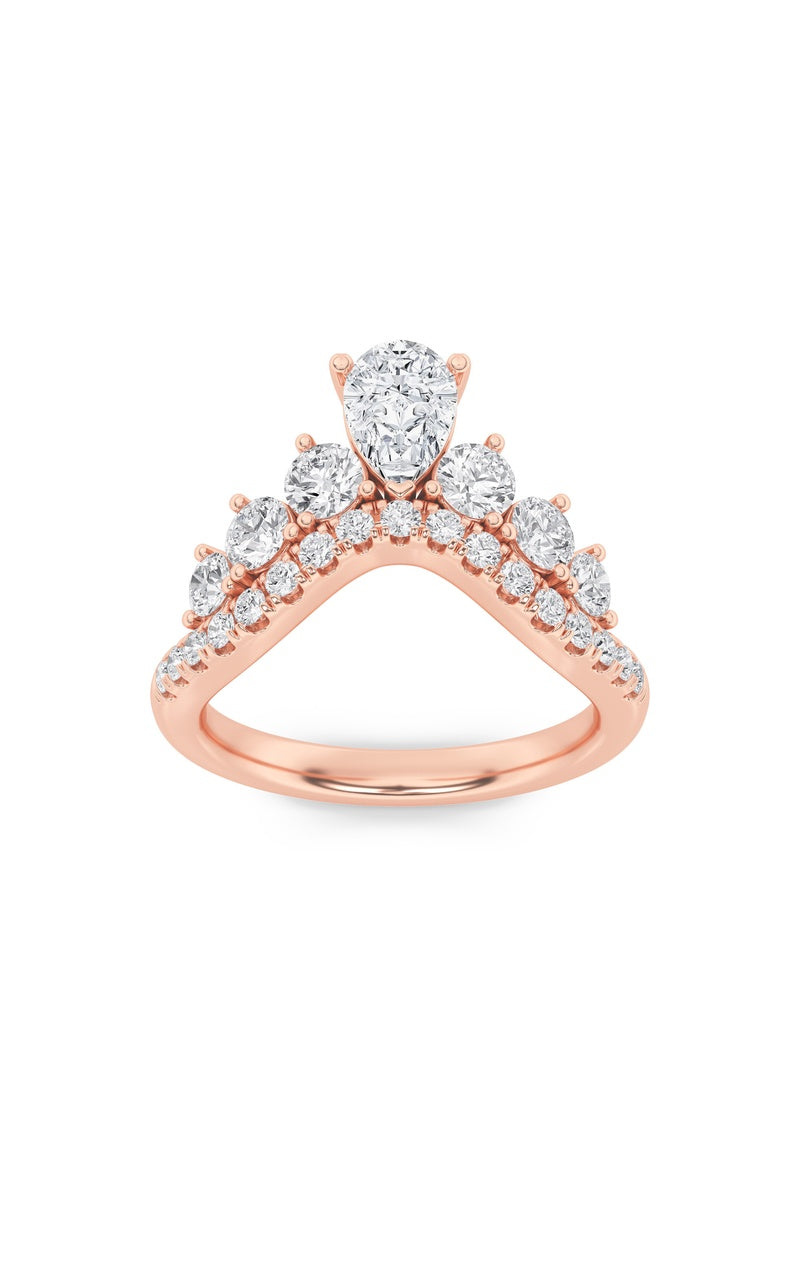 1.5CTW Pear Shaped Lab Grown Diamond (F/VS) Fancy Contour Ring in 14K Gold