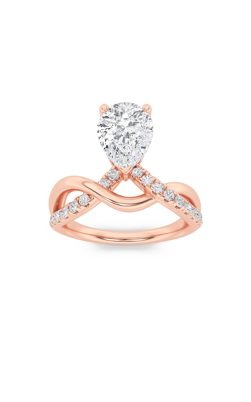 1.5CTW Pear Shaped Lab Grown Diamond (F/VS) Fashion Solitaire Engagement Ring in 14K Gold