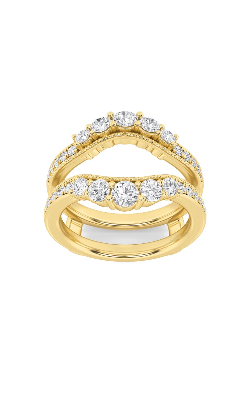 1CTW Round Shaped Lab Grown Diamond (F/VS) Insert Jacket Ring in 14K Gold