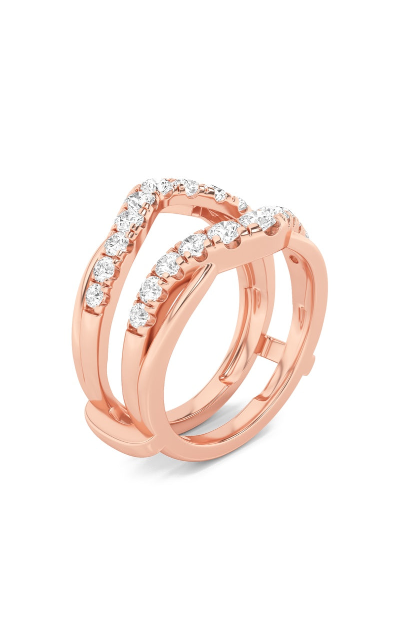 3CTW Round Shaped Lab Grown Diamond (F/VS) Insert Jacket Ring in 14K Gold