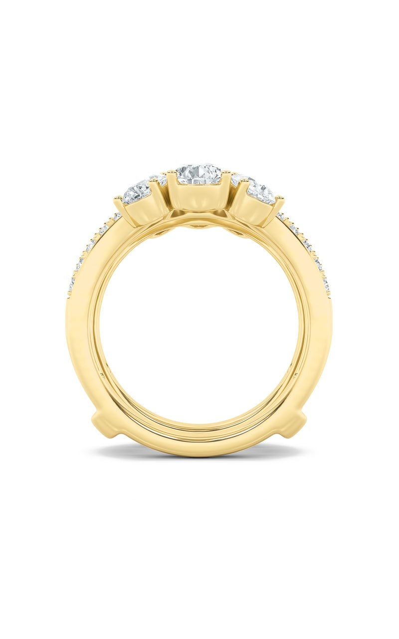 2CTW Pear Shaped Lab Grown Diamond (F/VS) Insert Jacket Ring in 14K Gold