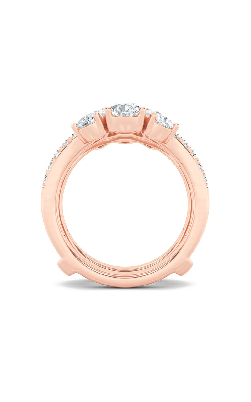 2CTW Pear Shaped Lab Grown Diamond (F/VS) Insert Jacket Ring in 14K Gold