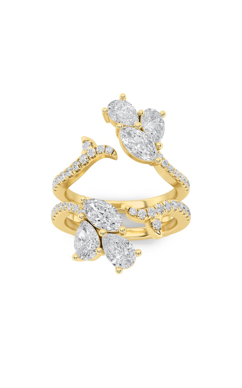 2CTW Marquise Shaped Lab Grown Diamond (F/VS) Insert Jacket Ring in 14K Gold