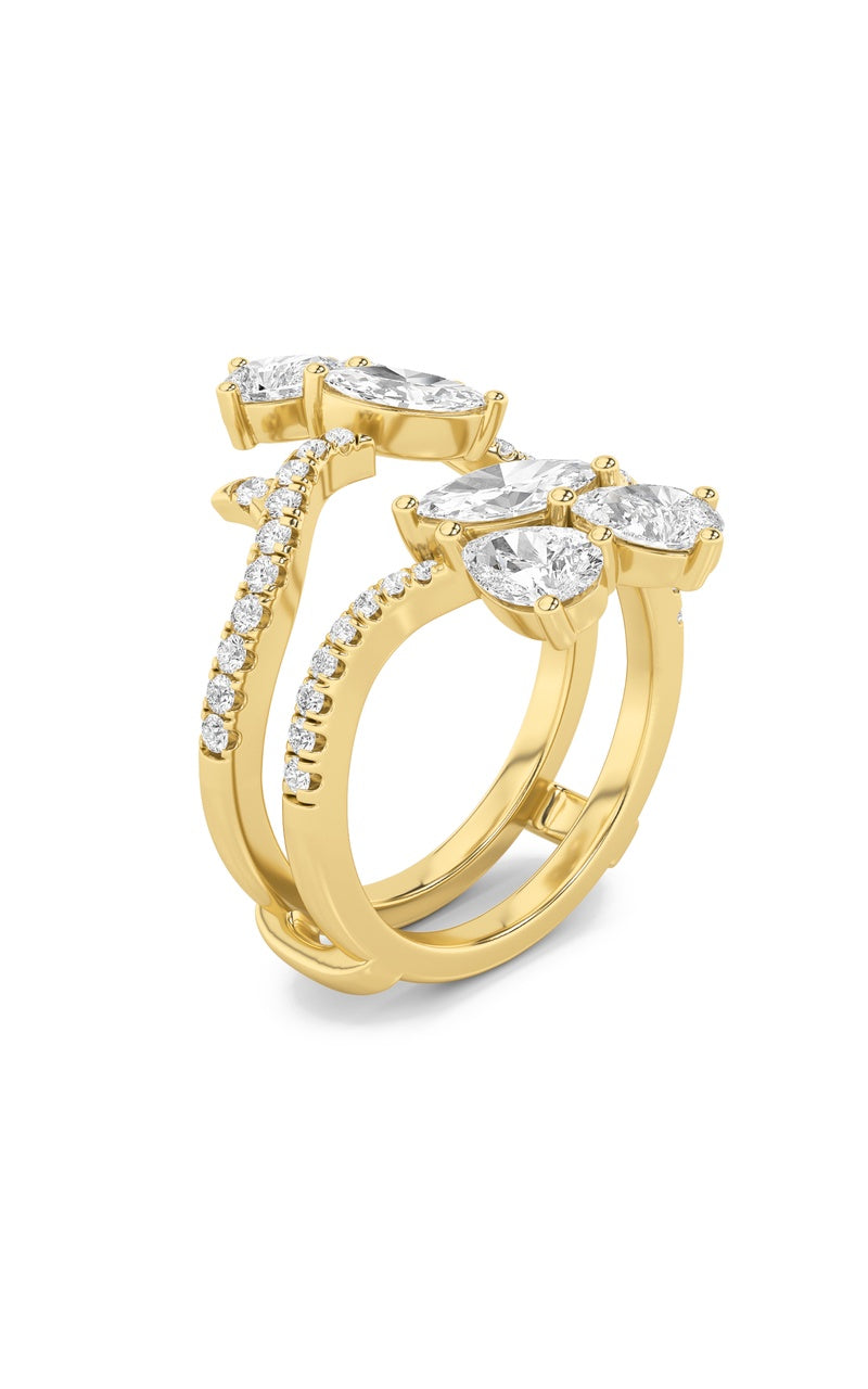 2CTW Marquise Shaped Lab Grown Diamond (F/VS) Insert Jacket Ring in 14K Gold