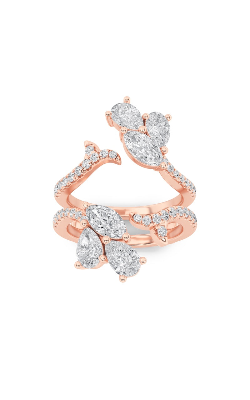 2CTW Marquise Shaped Lab Grown Diamond (F/VS) Insert Jacket Ring in 14K Gold