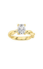Load image into Gallery viewer, 1CTW Elongated Cushion Shaped Lab Grown Diamond (F/VS) Twisted Shank Solitaire Engagement Ring in 14K Gold
