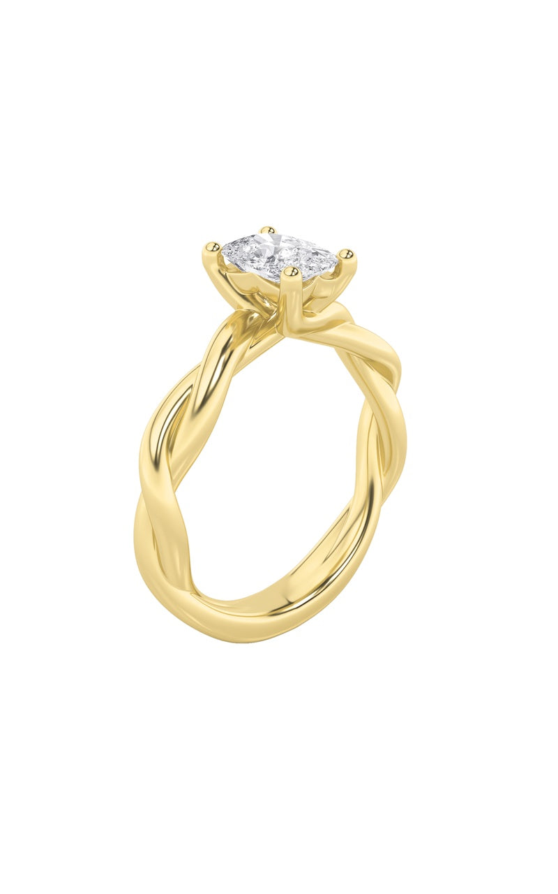 1CTW Elongated Cushion Shaped Lab Grown Diamond (F/VS) Twisted Shank Solitaire Engagement Ring in 14K Gold