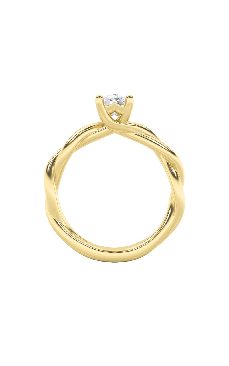1CTW Elongated Cushion Shaped Lab Grown Diamond (F/VS) Twisted Shank Solitaire Engagement Ring in 14K Gold