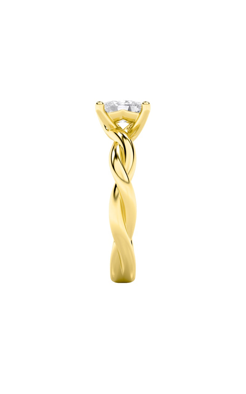 1CTW Elongated Cushion Shaped Lab Grown Diamond (F/VS) Twisted Shank Solitaire Engagement Ring in 14K Gold
