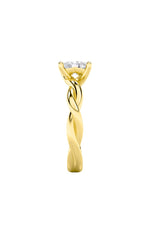 Load image into Gallery viewer, 1CTW Elongated Cushion Shaped Lab Grown Diamond (F/VS) Twisted Shank Solitaire Engagement Ring in 14K Gold
