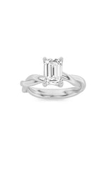 Load image into Gallery viewer, 1CTW Emerald Shaped Lab Grown Diamond (F/VS) Twisted Shank Solitaire Engagement Ring in 14K Gold
