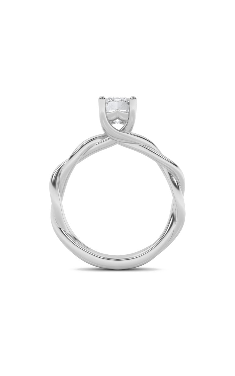 1CTW Emerald Shaped Lab Grown Diamond (F/VS) Twisted Shank Solitaire Engagement Ring in 14K Gold