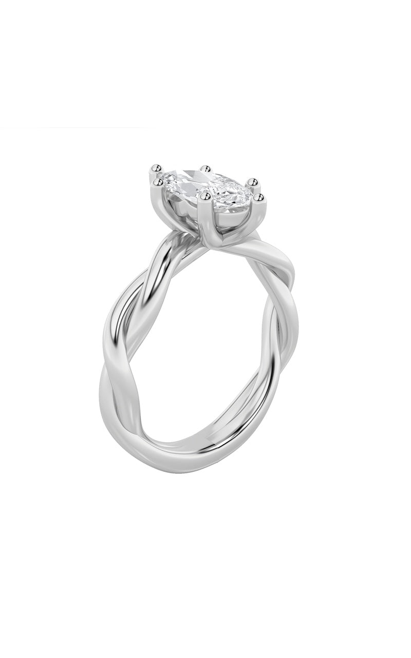 Vs) twisted shank solitaire engagement ring in 14k gold