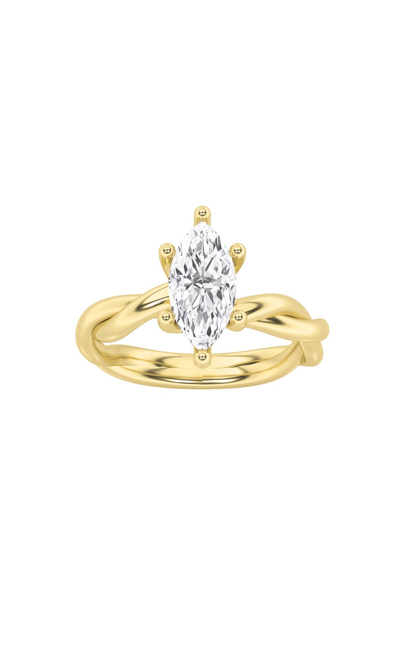 1.5CTW Marquise Shaped Lab Grown Diamond (F/VS) Twisted Shank Solitaire Engagement Ring in 14K Gold
