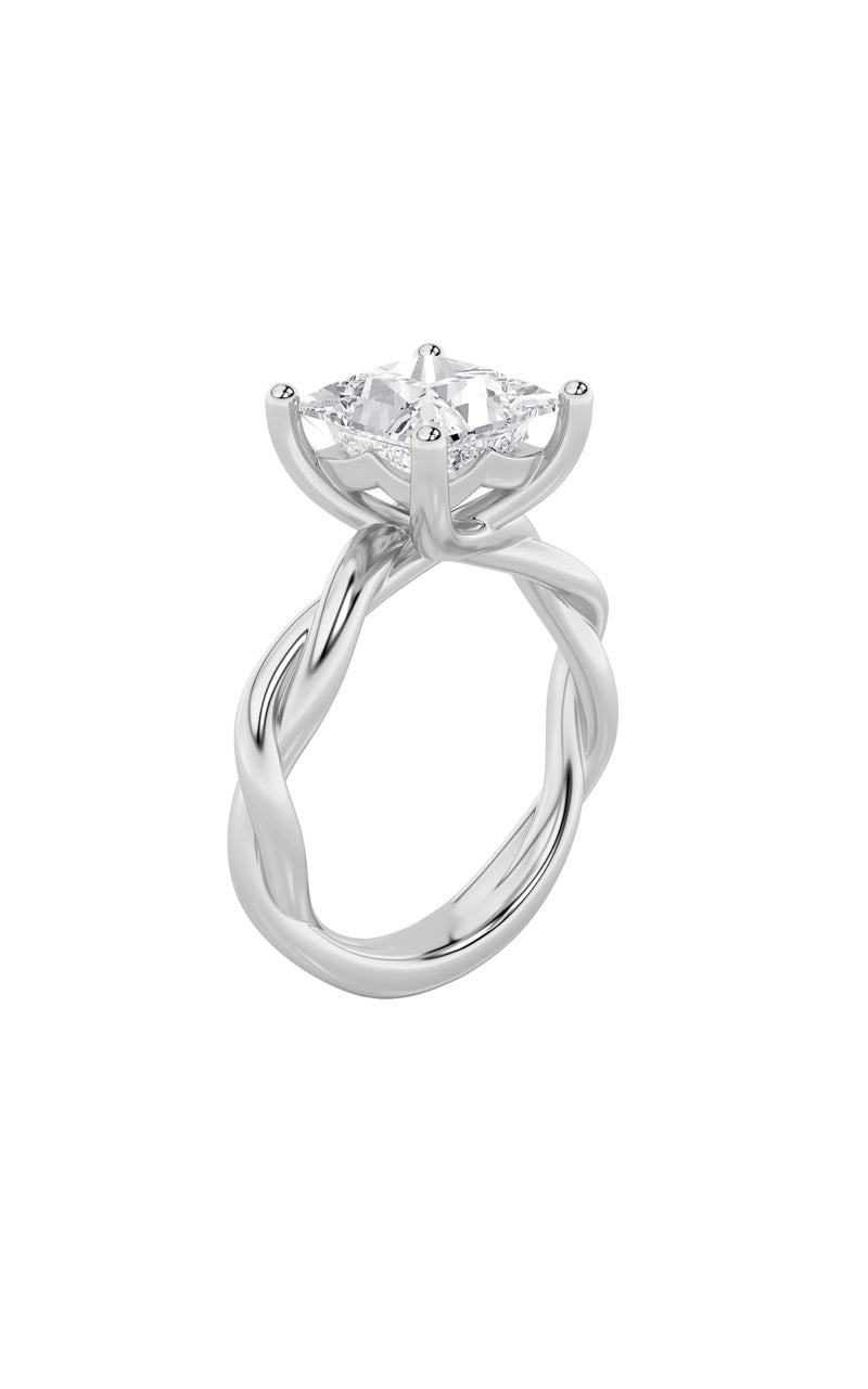 Vs) twisted shank solitaire engagement ring in 14k gold