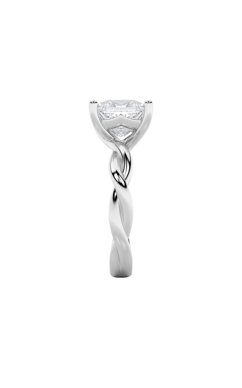 2CTW Princess Shaped Lab Grown Diamond (F/VS) Twisted Shank Solitaire Engagement Ring in 14K Gold