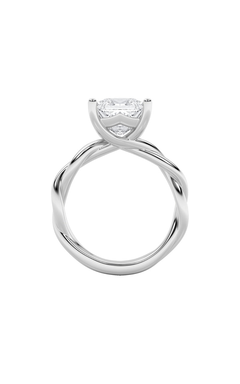 3CTW Princess Shaped Lab Grown Diamond (F/VS) Twisted Shank Solitaire Engagement Ring in 14K Gold