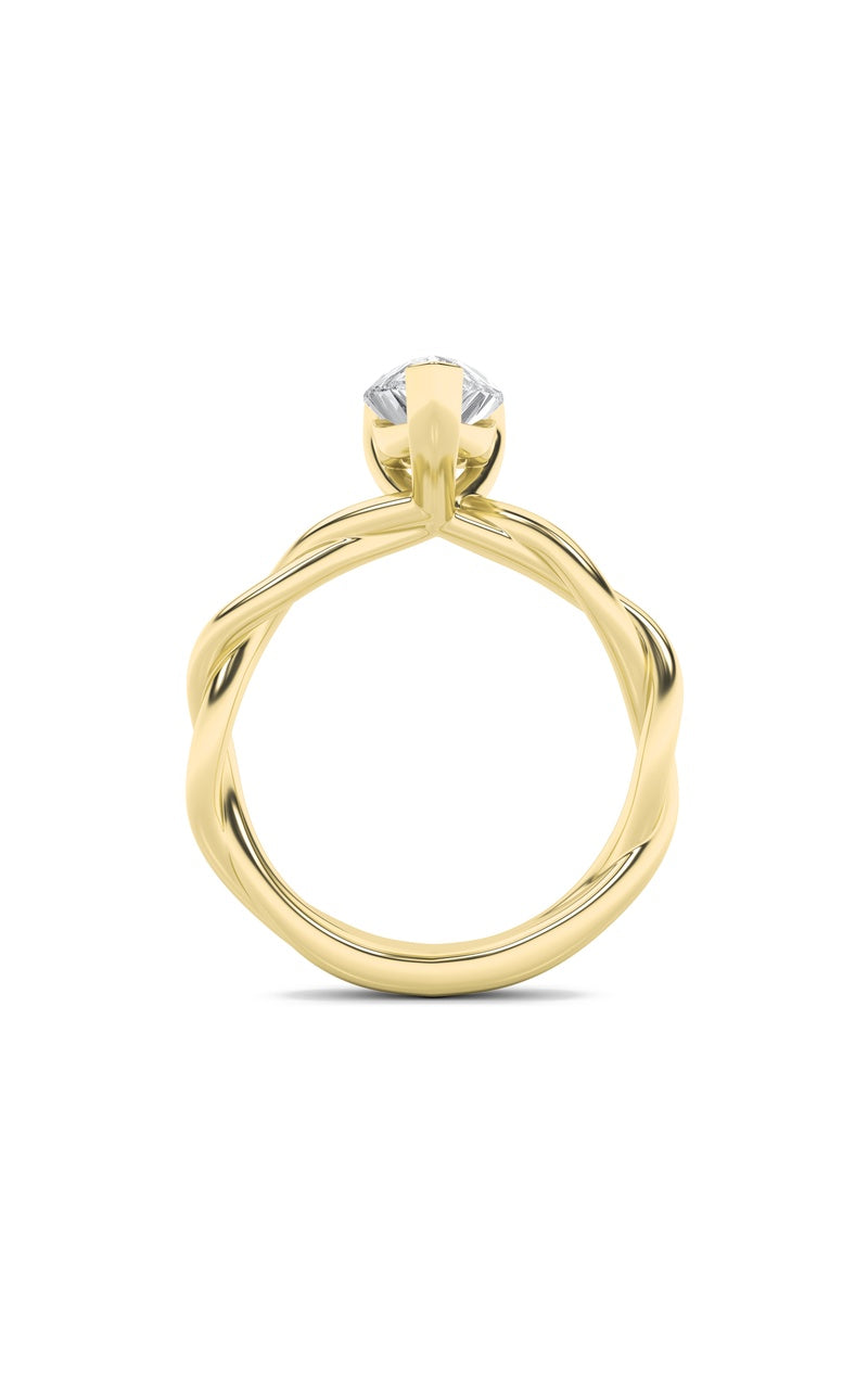1CTW Pear Shaped Lab Grown Diamond (F/VS) Twisted Shank Solitaire Engagement Ring in 14K Gold