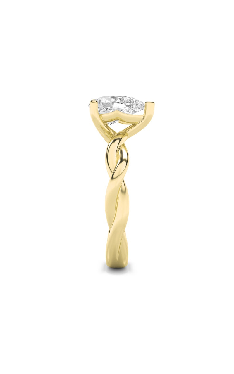 2CTW Pear Shaped Lab Grown Diamond (F/VS) Twisted Shank Solitaire Engagement Ring in 14K Gold