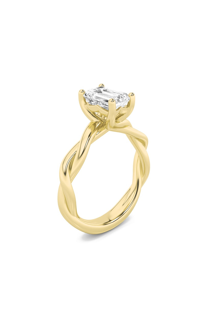 2CTW Radiant Shaped Lab Grown Diamond (F/VS) Twisted Shank Solitaire Engagement Ring in 14K Gold