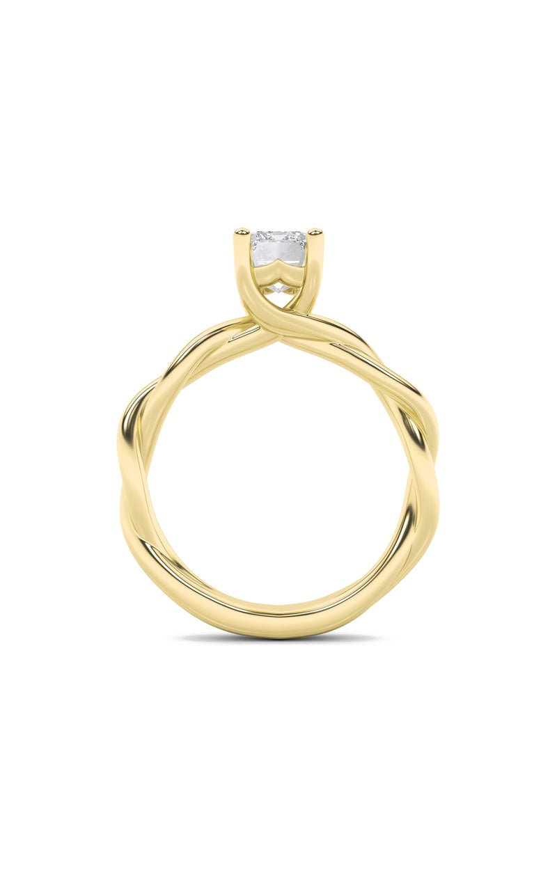2CTW Radiant Shaped Lab Grown Diamond (F/VS) Twisted Shank Solitaire Engagement Ring in 14K Gold