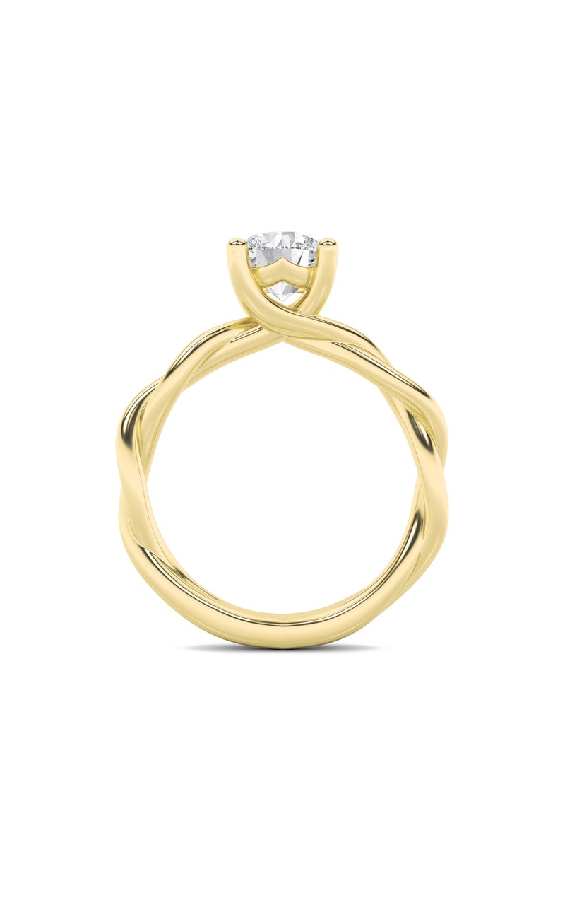 1.5CTW Round Shaped Lab Grown Diamond (F/VS) Twisted Shank Solitaire Engagement Ring in 14K Gold