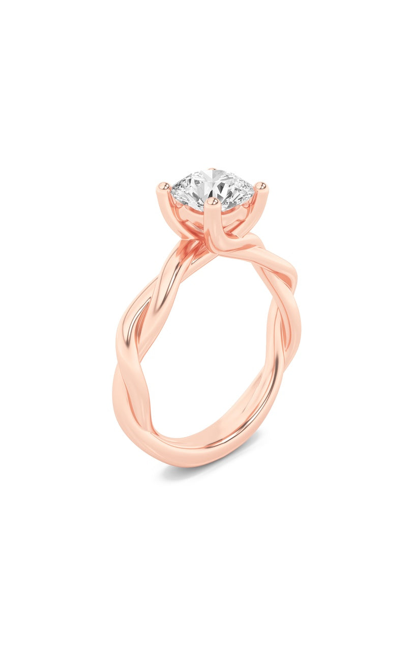 1.5CTW Round Shaped Lab Grown Diamond (F/VS) Twisted Shank Solitaire Engagement Ring in 14K Gold