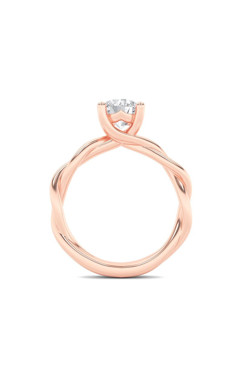 1.5CTW Round Shaped Lab Grown Diamond (F/VS) Twisted Shank Solitaire Engagement Ring in 14K Gold