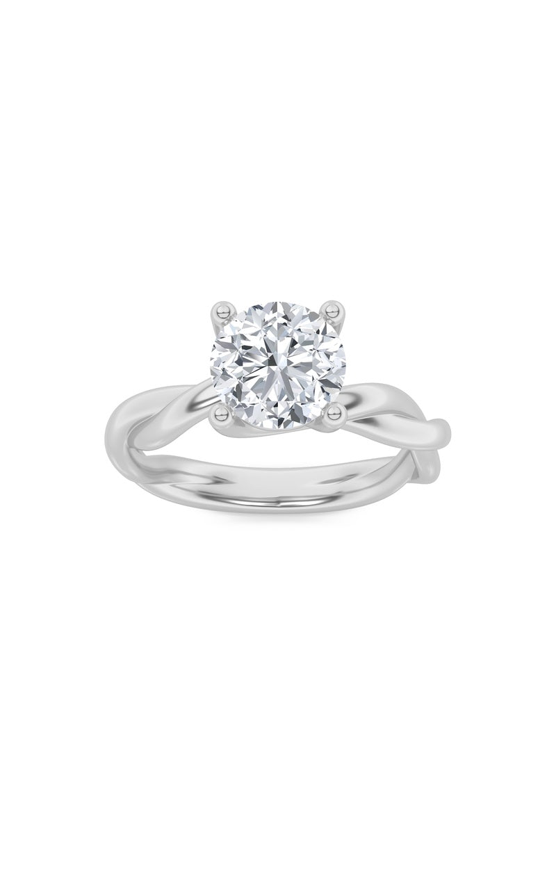 2.5CTW Round Shaped Lab Grown Diamond (F/VS) Twisted Shank Solitaire Engagement Ring in 14K Gold
