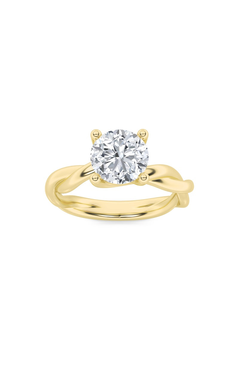 2.5CTW Round Shaped Lab Grown Diamond (F/VS) Twisted Shank Solitaire Engagement Ring in 14K Gold