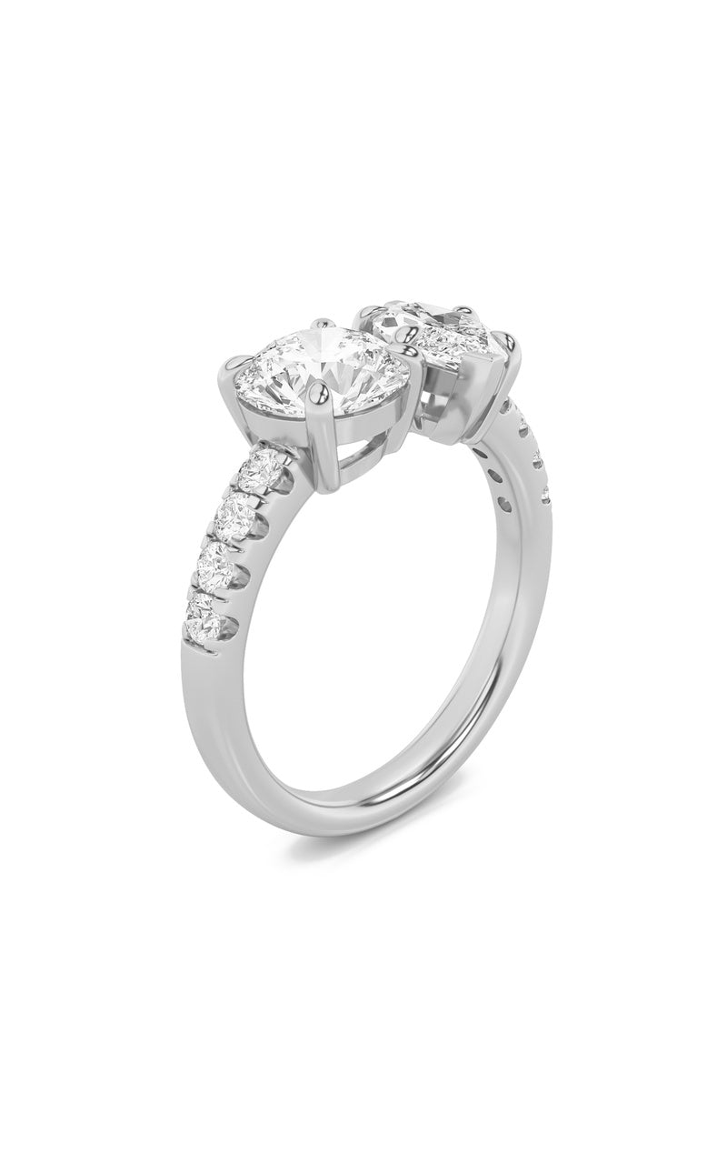 3CTW Round Shaped Lab Grown Diamond (F/VS) Toi et Moi Engagement Ring in 14K Gold