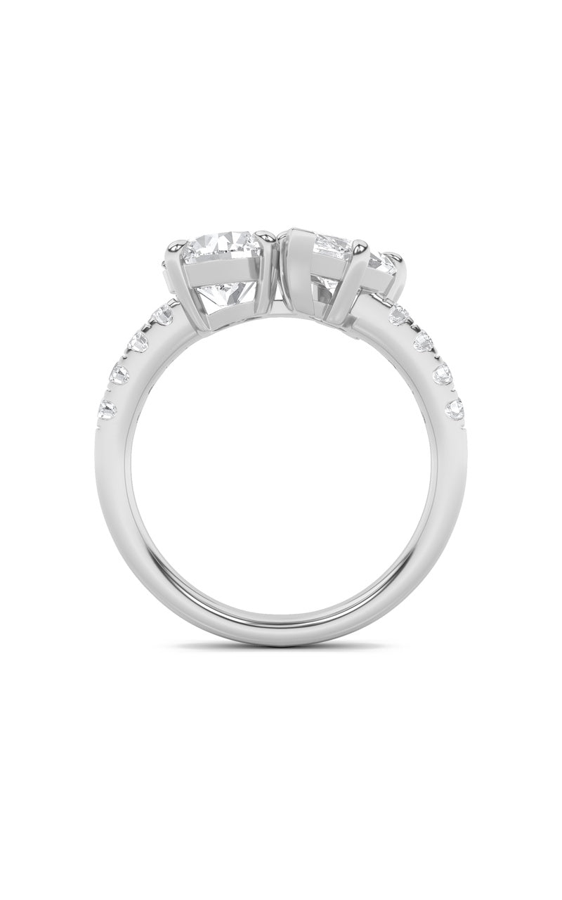 3CTW Round Shaped Lab Grown Diamond (F/VS) Toi et Moi Engagement Ring in 14K Gold