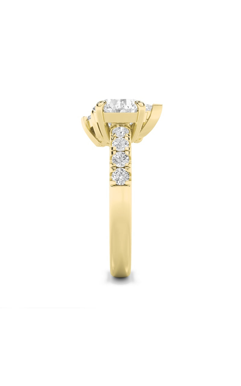 3CTW Round Shaped Lab Grown Diamond (F/VS) Toi et Moi Engagement Ring in 14K Gold