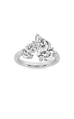 Load image into Gallery viewer, 3CTW Pear Shaped Lab Grown Diamond (F/VS) Toi et Moi Engagement Ring in 14K Gold
