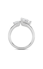 Load image into Gallery viewer, 3CTW Pear Shaped Lab Grown Diamond (F/VS) Toi et Moi Engagement Ring in 14K Gold
