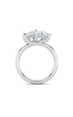 Load image into Gallery viewer, 3CTW Emerald Shaped Lab Grown Diamond (F/VS) Toi et Moi Engagement Ring in 14K Gold
