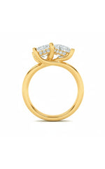 Load image into Gallery viewer, 3CTW Emerald Shaped Lab Grown Diamond (F/VS) Toi et Moi Engagement Ring in 14K Gold
