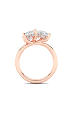 Load image into Gallery viewer, 3CTW Emerald Shaped Lab Grown Diamond (F/VS) Toi et Moi Engagement Ring in 14K Gold
