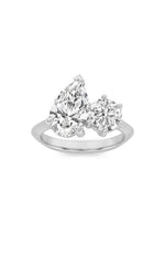 Load image into Gallery viewer, 3CTW Pear Shaped Lab Grown Diamond (F/VS) Toi et Moi Engagement Ring in 14K Gold
