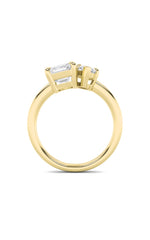 Load image into Gallery viewer, 3CTW Emerald Shaped Lab Grown Diamond (F/VS) Toi et Moi Engagement Ring in 14K Gold
