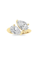Load image into Gallery viewer, 3CTW Pear Shaped Lab Grown Diamond (G/VS) Toi et Moi Engagement Ring in 14K Gold
