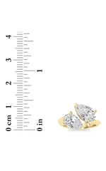 Load image into Gallery viewer, 3CTW Pear Shaped Lab Grown Diamond (G/VS) Toi et Moi Engagement Ring in 14K Gold
