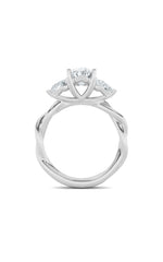 Load image into Gallery viewer, 2CTW Oval Shaped Lab Grown Diamond (F/VS) Three Stone Twisted Band Engagement Ring in 14K Gold
