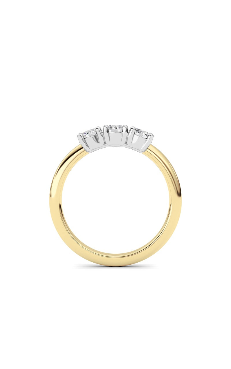 0.75CTW Round Shaped Lab Grown Diamond (F/VS) Three Stone Band Ring in 14K Gold