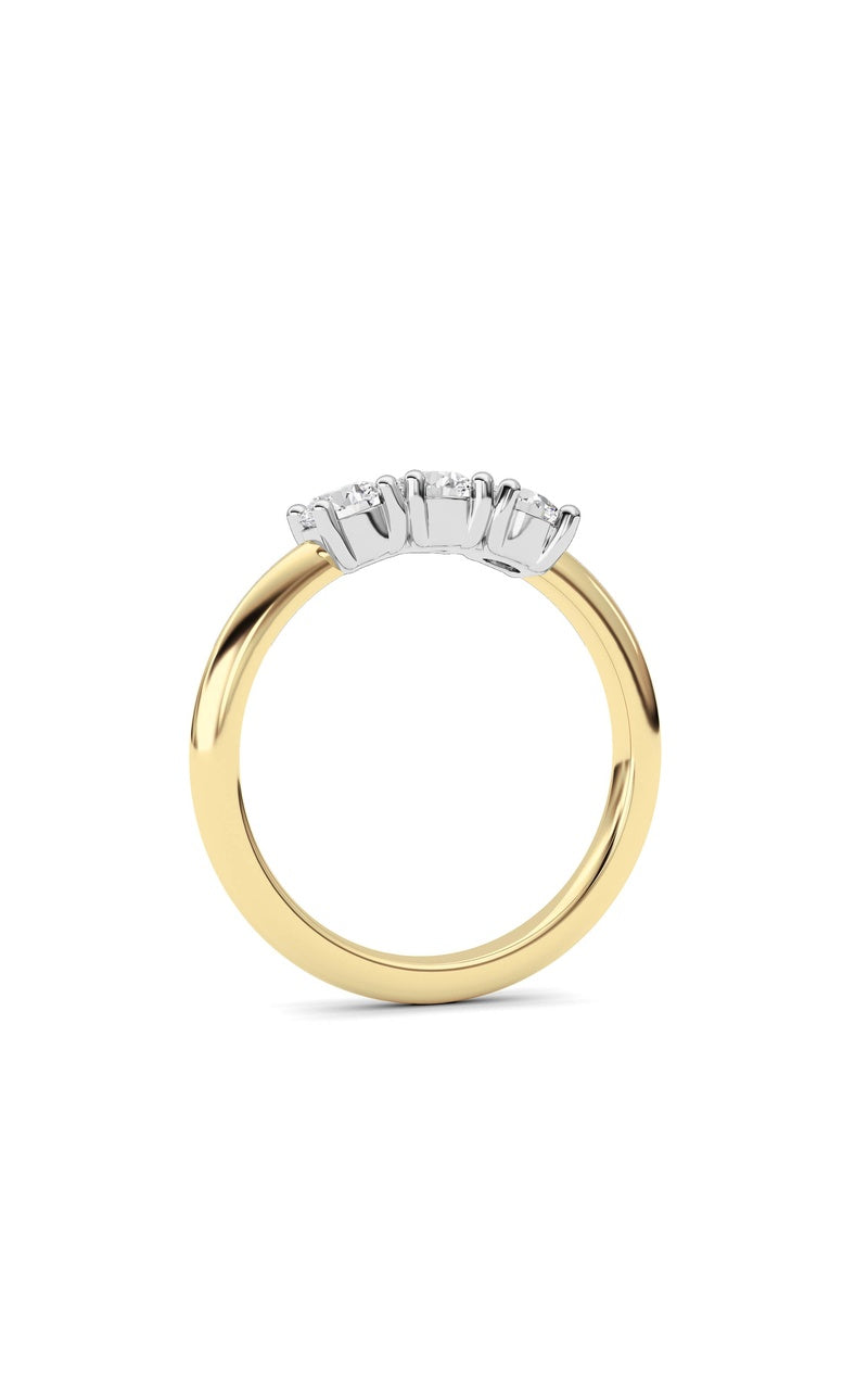 0.75CTW Round Shaped Lab Grown Diamond (F/VS) Three Stone Band Ring in 14K Gold